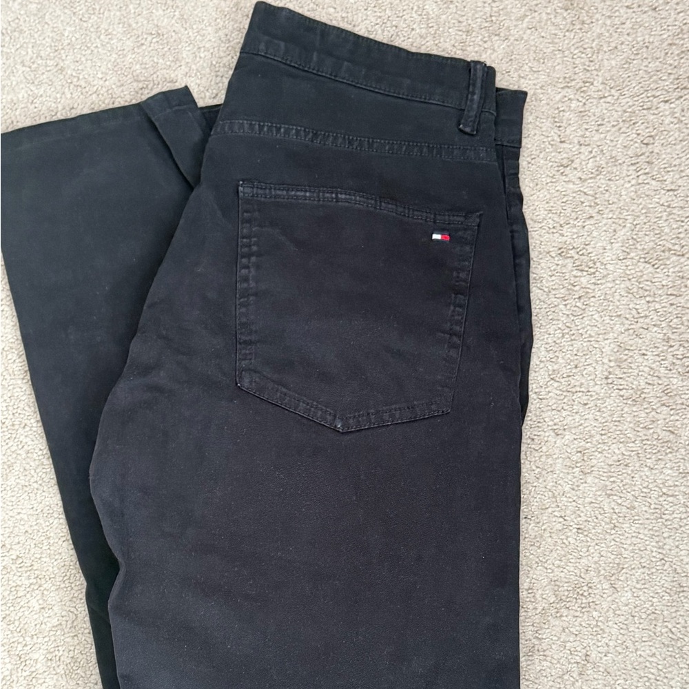 Tommy Hilfiger Black Straight Leg Jeans with Flag Patch